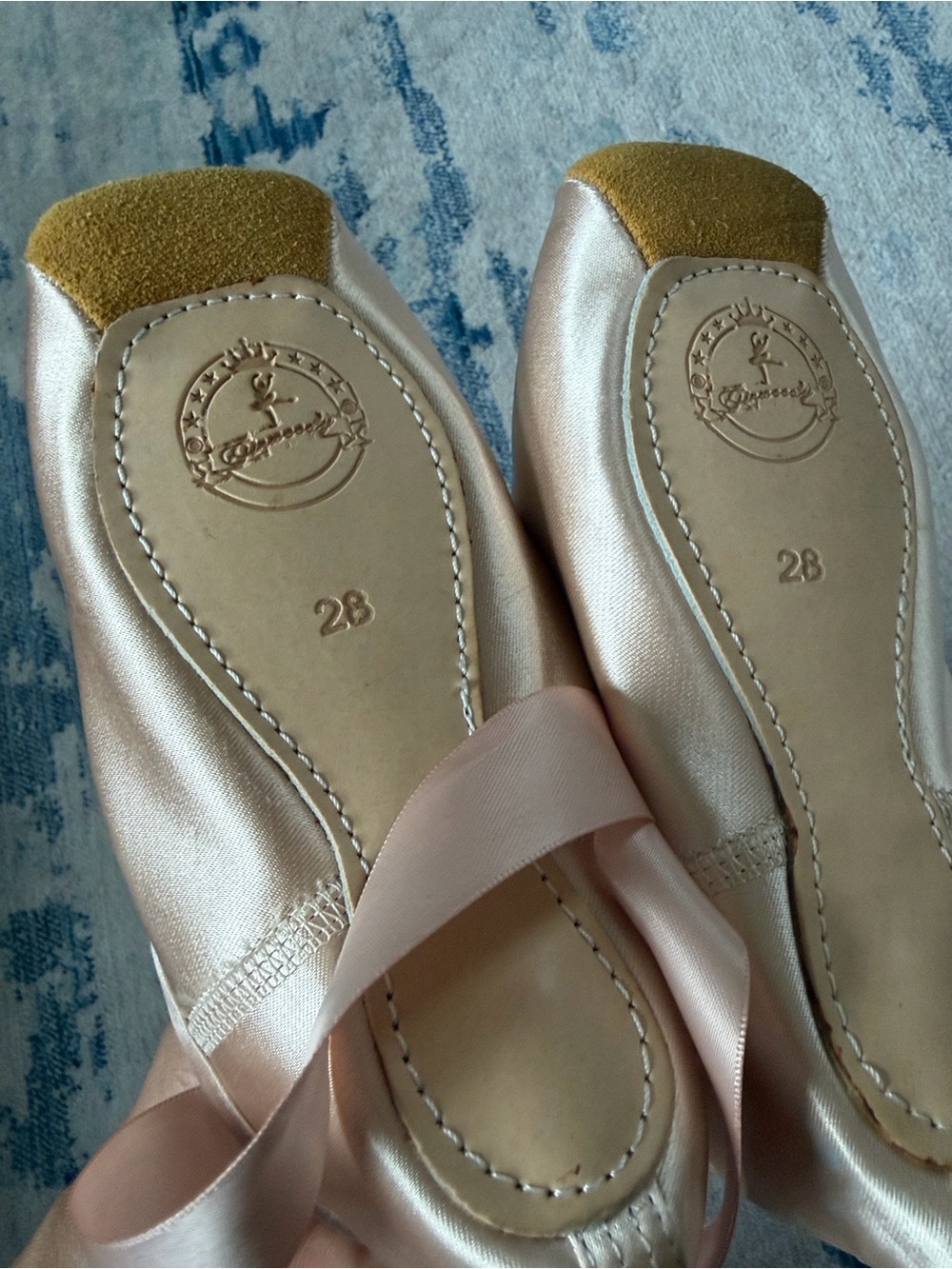 Children's Ballet Slippers in Blush with Yellow Accents - Unbranded
